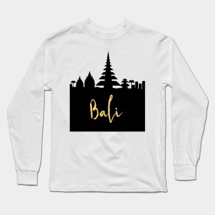 BALI INDONESIA DESIGNER SILHOUETTE SKYLINE ART Long Sleeve T-Shirt